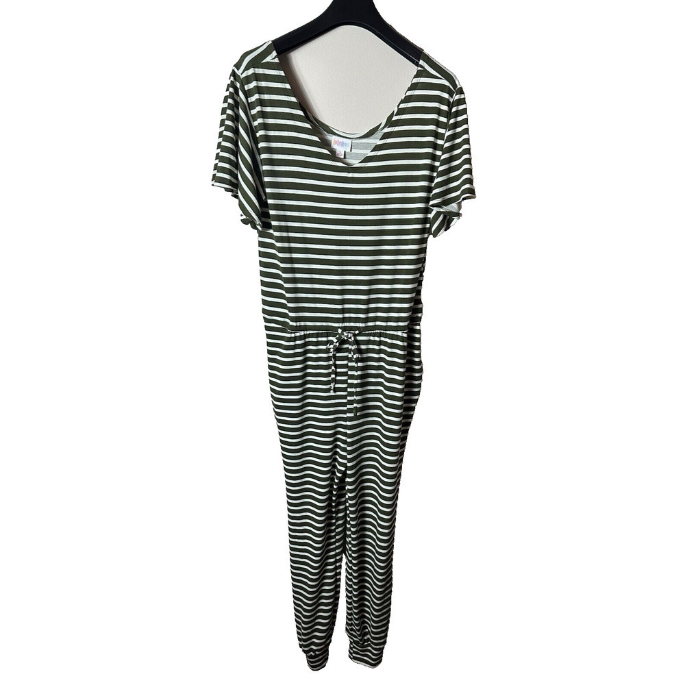 LulaRoe Romper Womens Small Green White Stripe Playsuit Retro 70s Cozycore NWT